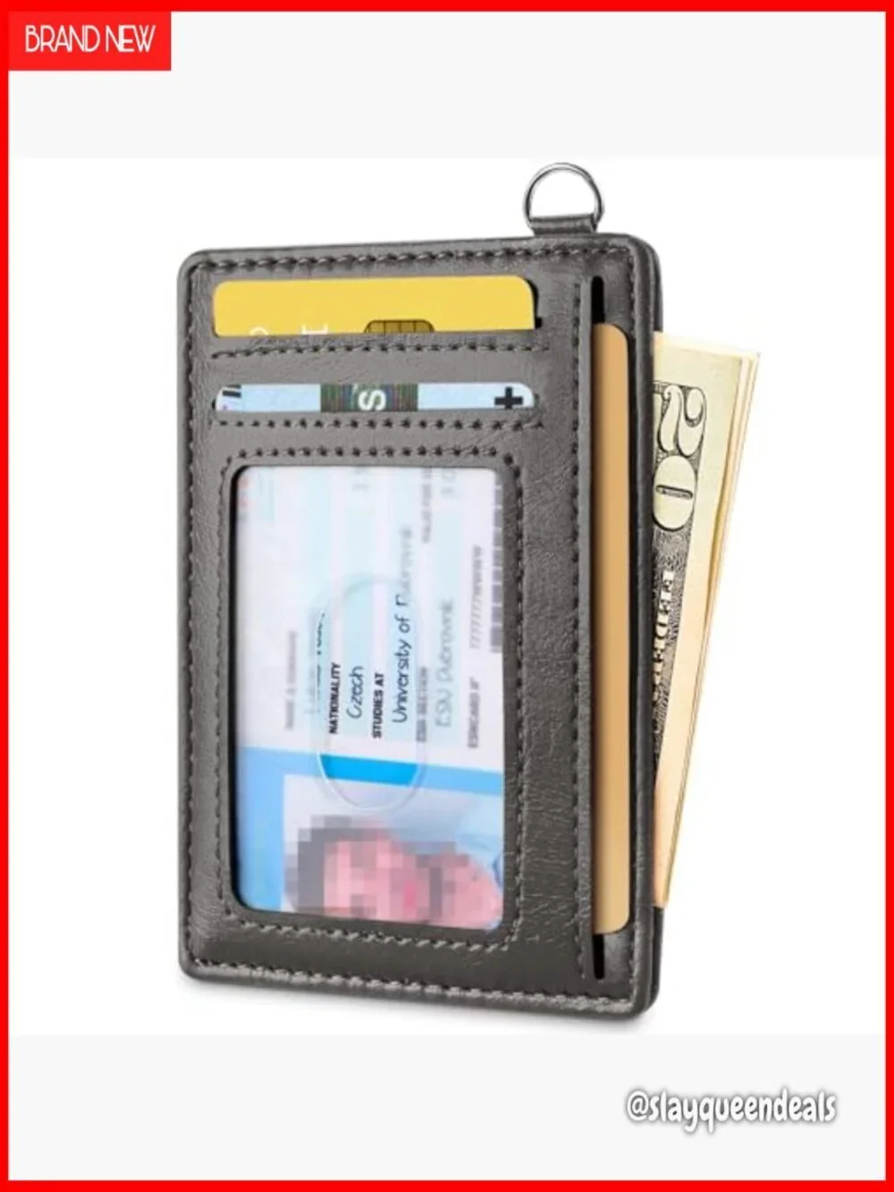 Slim RFID Blocking Credit Card Holder with 6 Slots and ID Window